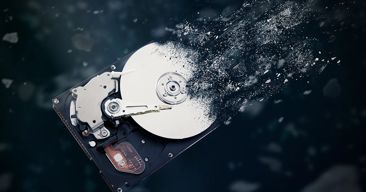 hard disc being shredded