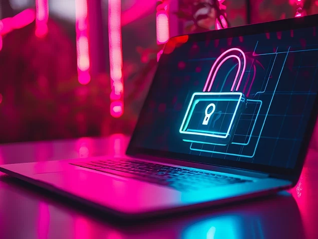 Man at a computer with lots of information