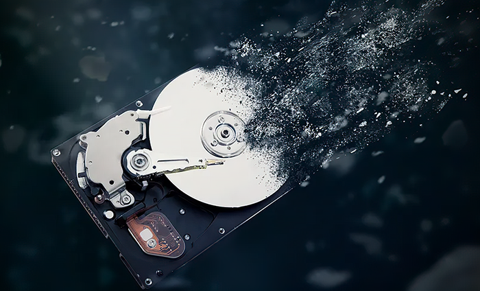 a hard drive being shredded