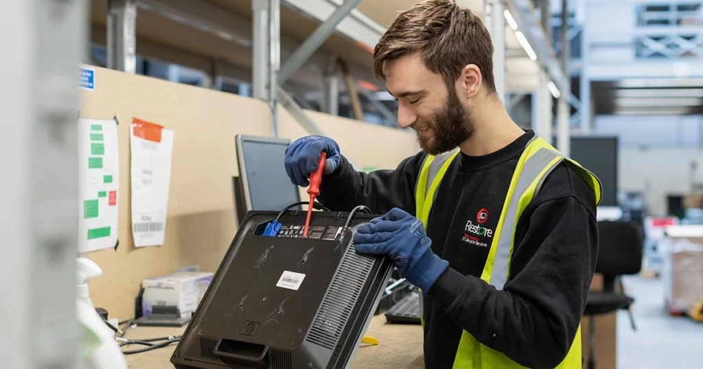 man working on a computer