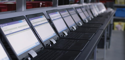 laptops in a row