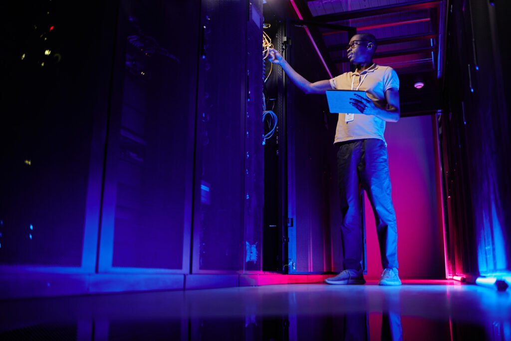 Man on server